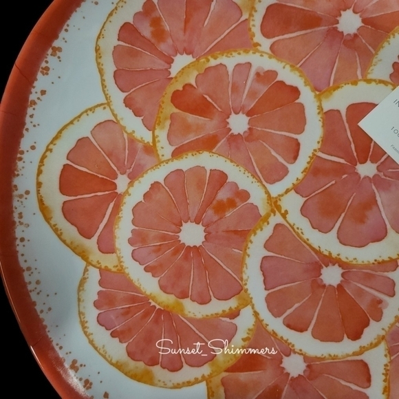 X8 Shabby Chic SUMMER CITRUS GRAPEFRUIT Thick Melamine Dinner Plates & Bowl Set - Picture 4 of 8